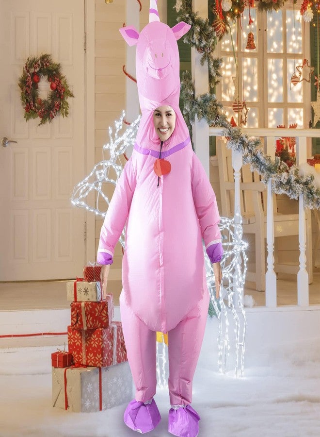 InfleasJoiy Pink unicorn inflatable dress up costume, inflatable costume for party - Image 5